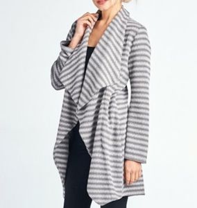 Grey striped open cardigan